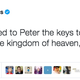 Screenshot of a tweet from Pope Francis about the keys to Heaven, which many Christians have interpreted as a subtweet to President Trump (Twitter)